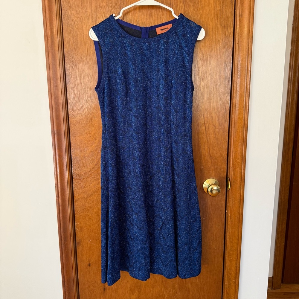 Missoni Sparkling Navy Blue Dress with Trim Size 42